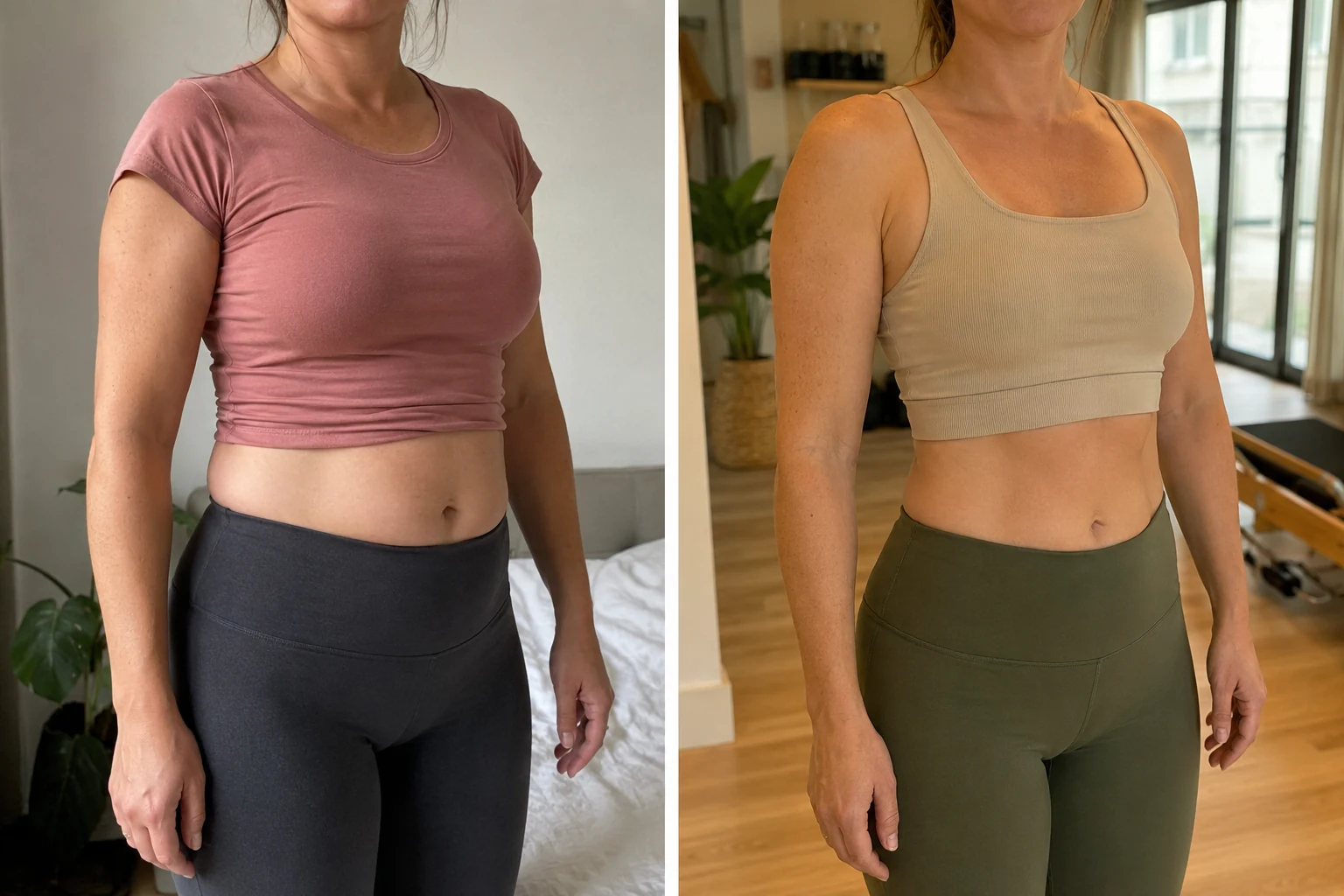 Modelová proměna břicha zepředu - před a potom